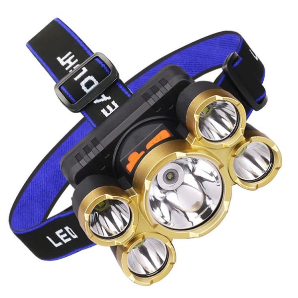 Large-Caliber Rechargeable LED Emergency Fishing Headlamp Strong Long-Shot Headlamp Head-Mounted Safety Miner Lamp (Plastic 5 LED Headlamp)