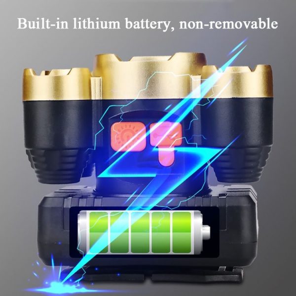 Large-Caliber Rechargeable LED Emergency Fishing Headlamp Strong Long-Shot Headlamp Head-Mounted Safety Miner Lamp (Plastic 5 LED Headlamp) - Image 4