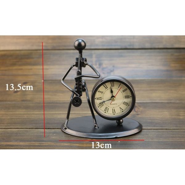 Iron Stainless Steel Small Table Clock Retro Personality Clock Birthday Gift (C66 Trombone Clock) - Image 3