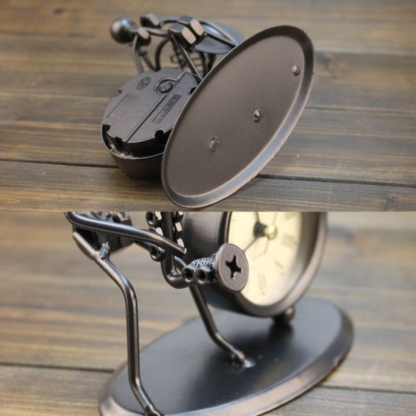 Iron Stainless Steel Small Table Clock Retro Personality Clock Birthday Gift (C66 Trombone Clock) - Image 5