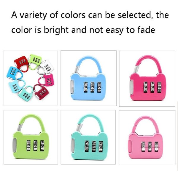 6 PCS Xmm-8007 Cartoon Cat Metal Digital Password Lock Mini Small Padlock Mix Color Random Delivery - Image 2