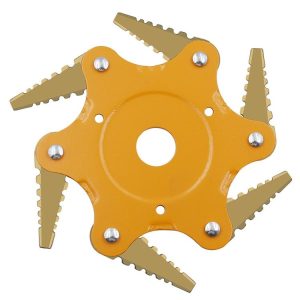 Toothed Mower Blade Six-Leaf Cyclone Blade Agricultural Weeder Parts (Golden Blade Bagged Yellow)