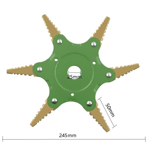 Toothed Mower Blade Six-Leaf Cyclone Blade Agricultural Weeder Parts (Golden Blade Bagged Yellow) - Image 3