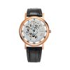 YAZOLE 321 Hollow Men Leather Strap Watch Quartz Watch (White Base Gold Frame Black Belt)