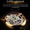 YAZOLE 321 Hollow Men Leather Strap Watch Quartz Watch (White Base Gold Frame Black Belt) - Image 6