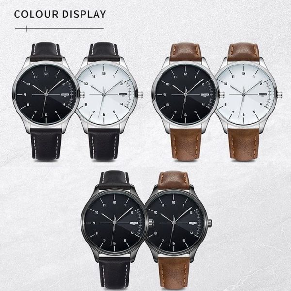 YAZOLE 502 Arabic Numerals Men Business Watch Fashion Quartz Watch (Silver Shell White Tray Brown Belt) - Image 2