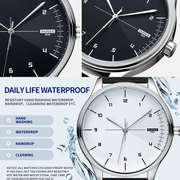 YAZOLE 502 Arabic Numerals Men Business Watch Fashion Quartz Watch (Silver Shell White Tray Brown Belt) - Image 4