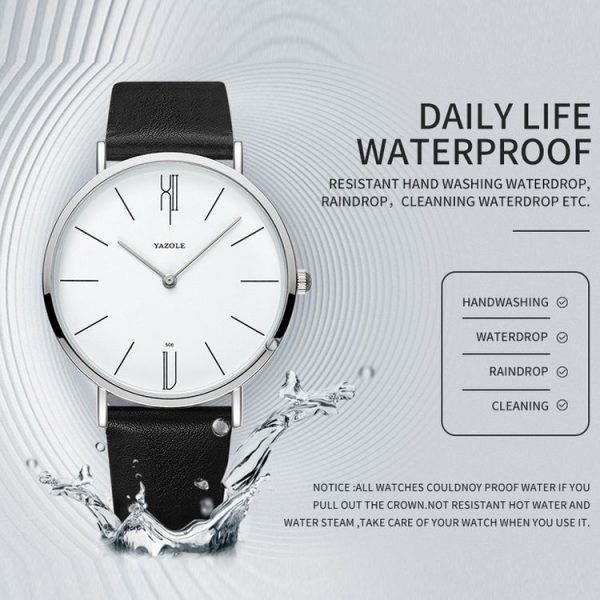 YAZOLE 506 Simple Large Scale Dial Men Business Quartz Watch (Silver Shell Black Tray Brown Belt) - Image 6