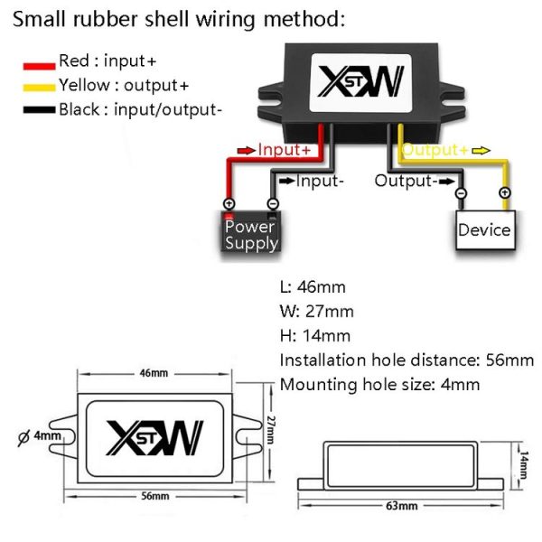 XWST DC 12 / 24V To 5V Converter Step-Down Vehicle Power Module, Specification: 12V To 5V 1A Small Rubber Shell - Image 4