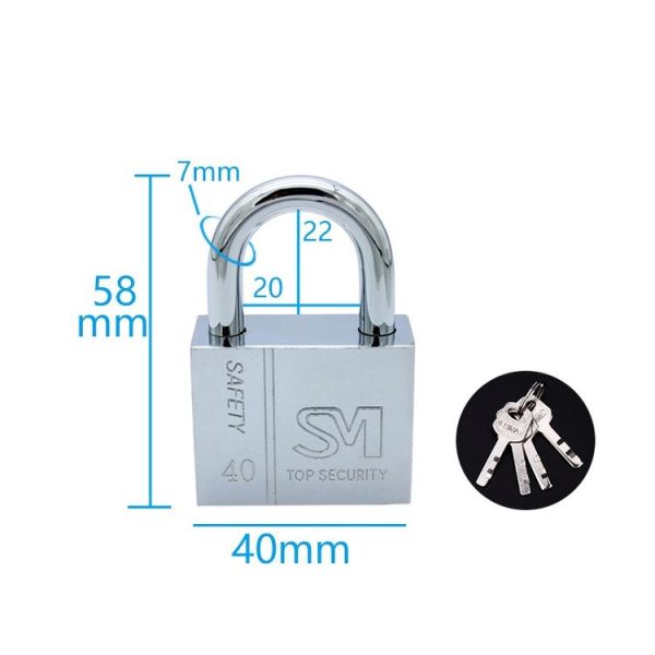Square Blade Imitation Stainless Steel Padlock, Specification: Short 40mm Not Open - Image 2