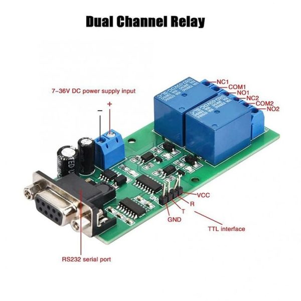 YYE-2 Single-Chip Serial Communication Dual-Way Relay Module Board Computer Control Switch PLC - Image 4