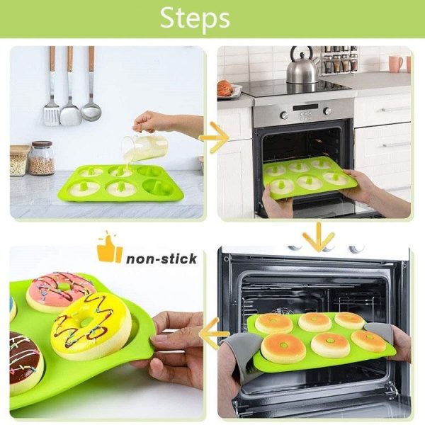 Oven Baking Tools Silicone Cake Donut Mold (6 Even Blue) - Image 7