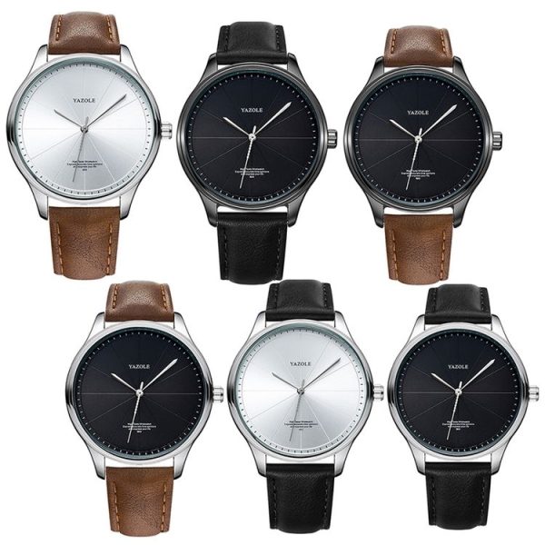 YAZOLE 503 Simple Line Pattern Dial Men Quartz Watch (Silver Shell Black Tray Black Belt) - Image 2