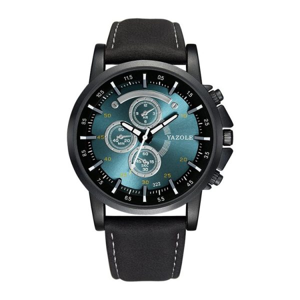 YAZOLE 322 Arabic Numerals Dial Sports Belt Watch Men Luminous Business Quartz Watch (Blue Tray Black Belt)