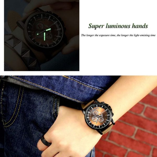 YAZOLE 322 Arabic Numerals Dial Sports Belt Watch Men Luminous Business Quartz Watch (Blue Tray Black Belt) - Image 5