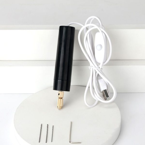Household Mini Electric Drilling Handheld Jade Polishing Engraving Tool Electric Grinder (Electric Drill+3 Drills+Wrenches)