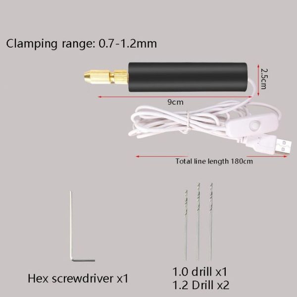 Household Mini Electric Drilling Handheld Jade Polishing Engraving Tool Electric Grinder (Electric Drill+3 Drills+Wrenches) - Image 3