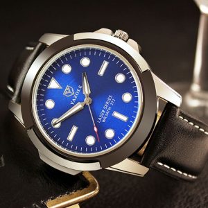 YAZOLE 372 Men Sports Watch Luminous Simple Quartz Watch (Blue Tray Black Belt)