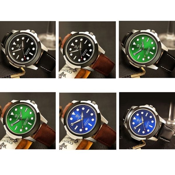 YAZOLE 372 Men Sports Watch Luminous Simple Quartz Watch (Blue Tray Black Belt) - Image 2