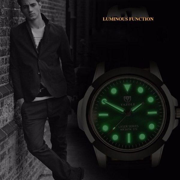YAZOLE 372 Men Sports Watch Luminous Simple Quartz Watch (Blue Tray Black Belt) - Image 6