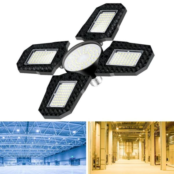 150W LED Garage Light Factory Warehouse Folding Four-Leaf Lamp (Cold White Light)