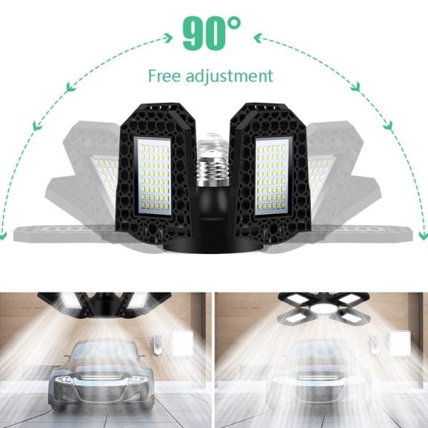 150W LED Garage Light Factory Warehouse Folding Four-Leaf Lamp (Cold White Light) - Image 5