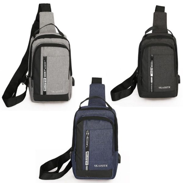 SKAISITE Men Outdoor Crossbody Bag Sports Leisure Large-Capacity Chest Bag (2-Blue) - Image 2