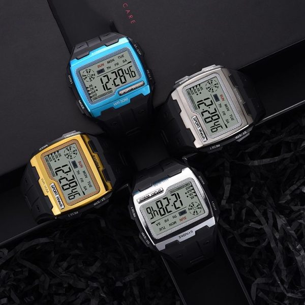 SYNOKE Square Sarge Screen Display Luminous Multifunctional Outdoor Men Sports Watch Digital Watch (Upgraded Version Black) - Image 2