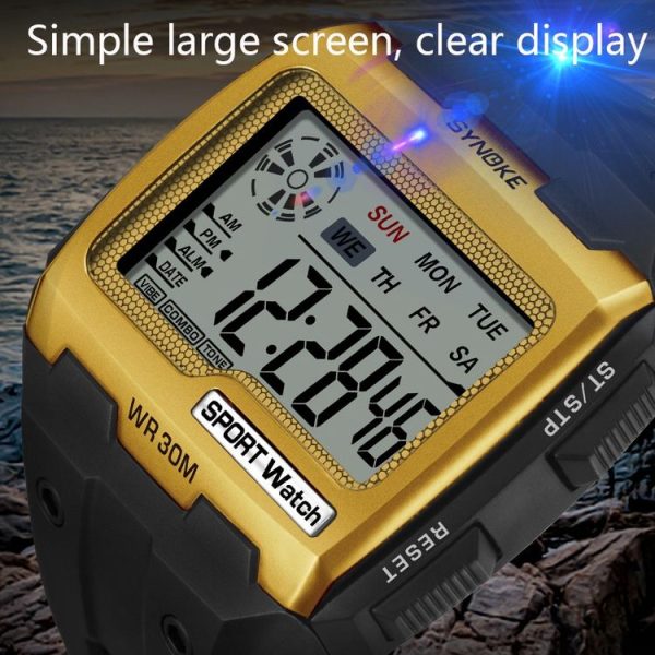 SYNOKE Square Sarge Screen Display Luminous Multifunctional Outdoor Men Sports Watch Digital Watch (Upgraded Version Black) - Image 4