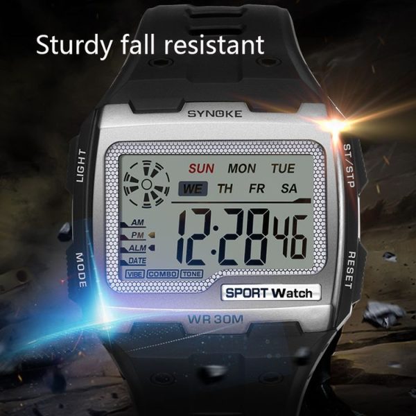 SYNOKE Square Sarge Screen Display Luminous Multifunctional Outdoor Men Sports Watch Digital Watch (Upgraded Version Black) - Image 5