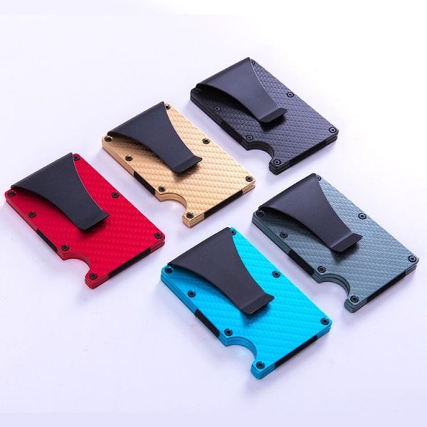 Carbon Fiber Wallet Metal RFID Bank Card Holder (Blue) - Image 2