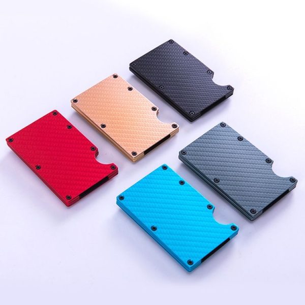 Carbon Fiber Wallet Metal RFID Bank Card Holder (Blue) - Image 4