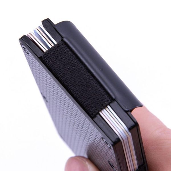 Carbon Fiber Wallet Metal RFID Bank Card Holder (Blue) - Image 5