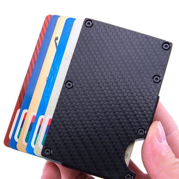 Carbon Fiber Wallet Metal RFID Bank Card Holder (Blue) - Image 7