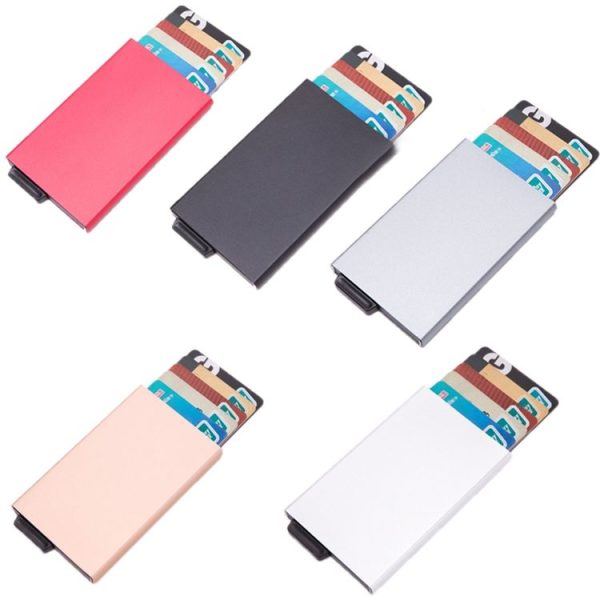 Aluminum Alloy Credit Card Wallet RFID Anti-Theft Multi-Function Automatic Eject Card Box (Silver) - Image 2