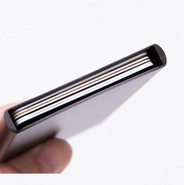 Aluminum Alloy Credit Card Wallet RFID Anti-Theft Multi-Function Automatic Eject Card Box (Silver) - Image 4