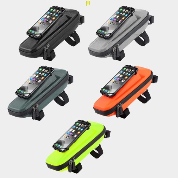 WEST BIKING YP0707263 Bicycle Outdoor Front Beam Bag EVA Hard Shell Phone Bag (Dark Green) - Image 2