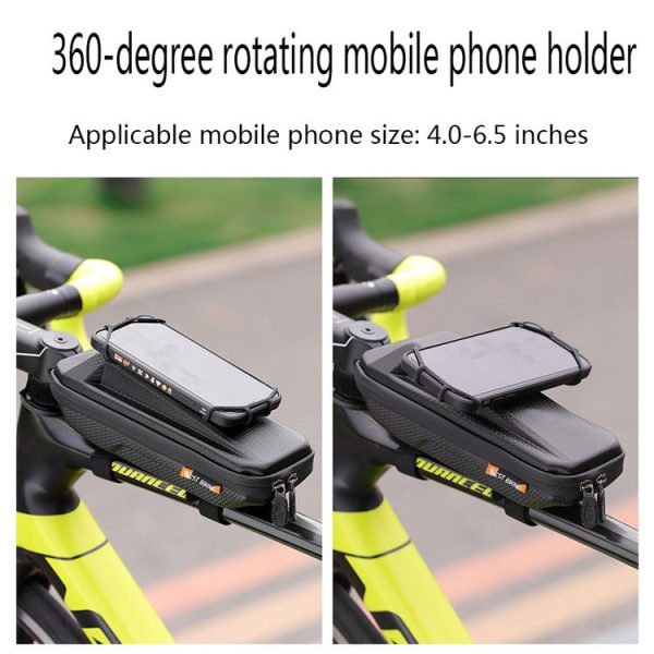 WEST BIKING YP0707263 Bicycle Outdoor Front Beam Bag EVA Hard Shell Phone Bag (Dark Green) - Image 4