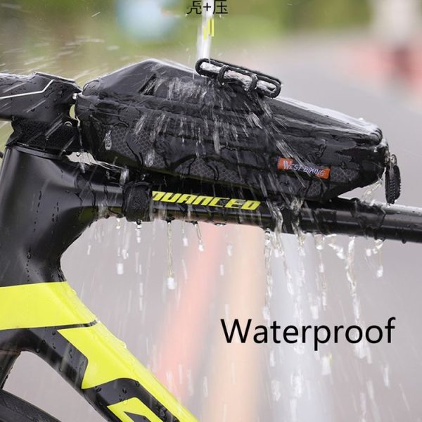 WEST BIKING YP0707263 Bicycle Outdoor Front Beam Bag EVA Hard Shell Phone Bag (Dark Green) - Image 7