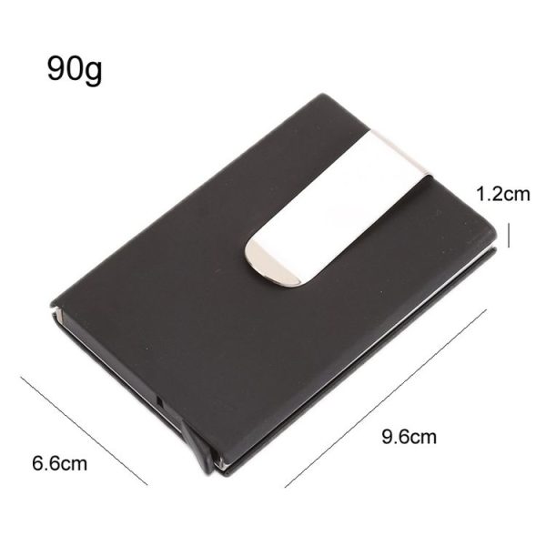 Aluminum Alloy Credit Card Case RFID Anti-Magnetic Metal Card Box (Microfiber Leather Black) - Image 3