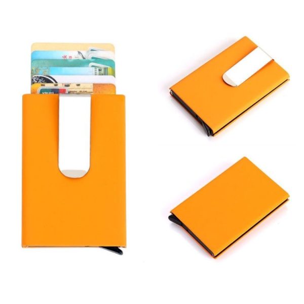 Aluminum Alloy Credit Card Case RFID Anti-Magnetic Metal Card Box (Microfiber Leather Black) - Image 4