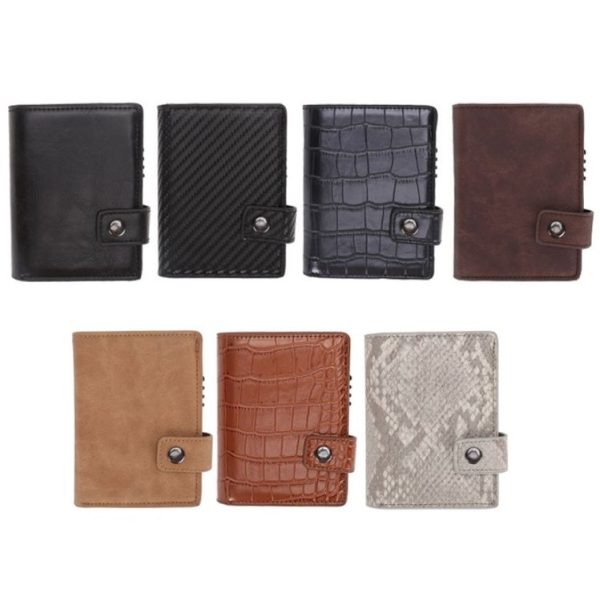 Dual Card Aluminum Alloy Card Box RFID Anti-Theft Wallet (Crocodile Pattern Black) - Image 2