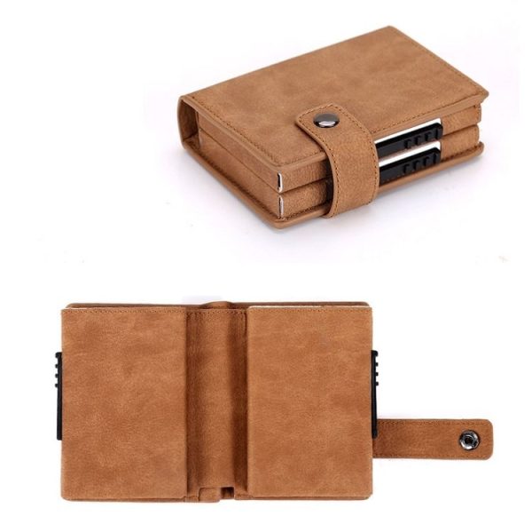 Dual Card Aluminum Alloy Card Box RFID Anti-Theft Wallet (Crocodile Pattern Black) - Image 4