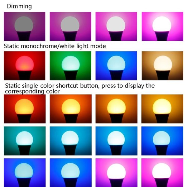 10W Smart Remote Control RGB Bulb Light 16 Color Lamp (White) - Image 6