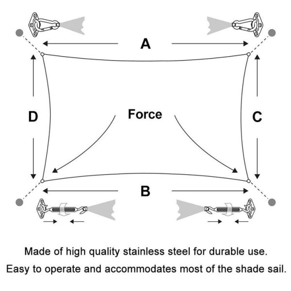 18 PCS / Set Shade Sail 304 Stainless Steel Accessories Outdoor Shade Flower Basket Screws Diamond Door Buckle - Image 7