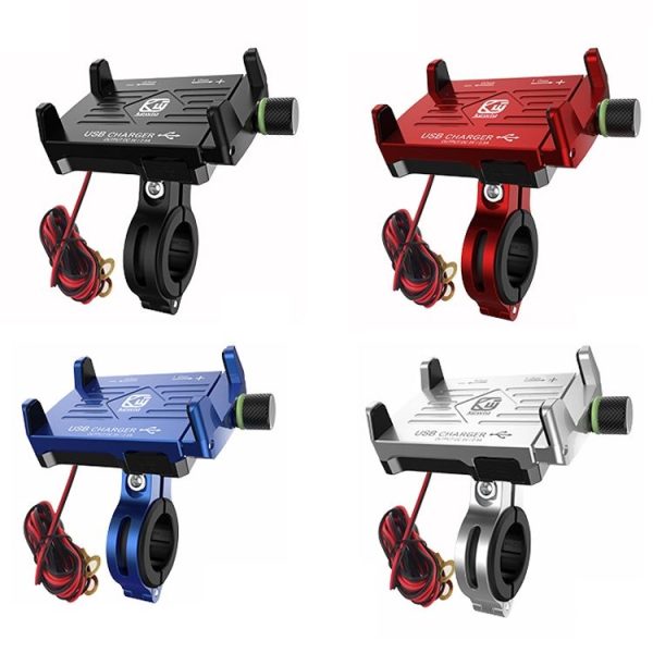 Kewig M6 Aluminum Alloy Motorcycle Mobile Phone Bracket Rechargeable With Switch Waterproof Stable Navigation Bracket (Black) - Image 2
