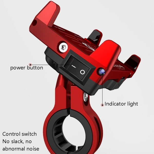 Kewig M6 Aluminum Alloy Motorcycle Mobile Phone Bracket Rechargeable With Switch Waterproof Stable Navigation Bracket (Black) - Image 4