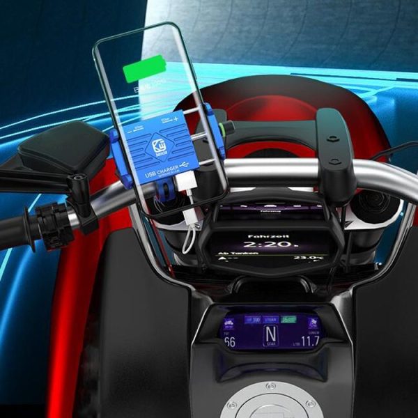 Kewig M6 Aluminum Alloy Motorcycle Mobile Phone Bracket Rechargeable With Switch Waterproof Stable Navigation Bracket (Black) - Image 7
