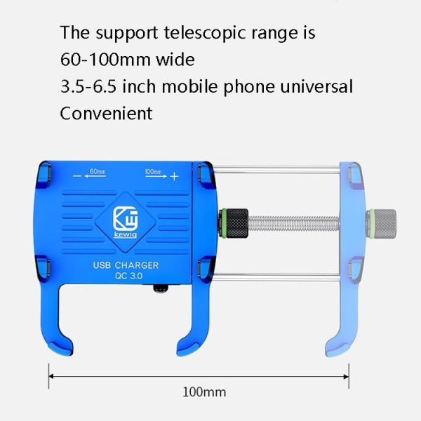 Kewig M6-S 12V Motorcycle Waterproof Aluminum Alloy Mobile Phone Bracket With QC3.0 Fast Charging (Black) - Image 4