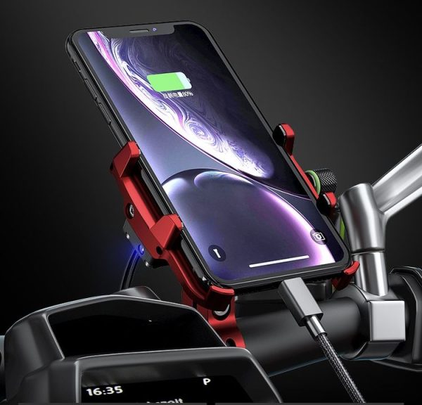 Kewig M6-S 12V Motorcycle Waterproof Aluminum Alloy Mobile Phone Bracket With QC3.0 Fast Charging (Black) - Image 6